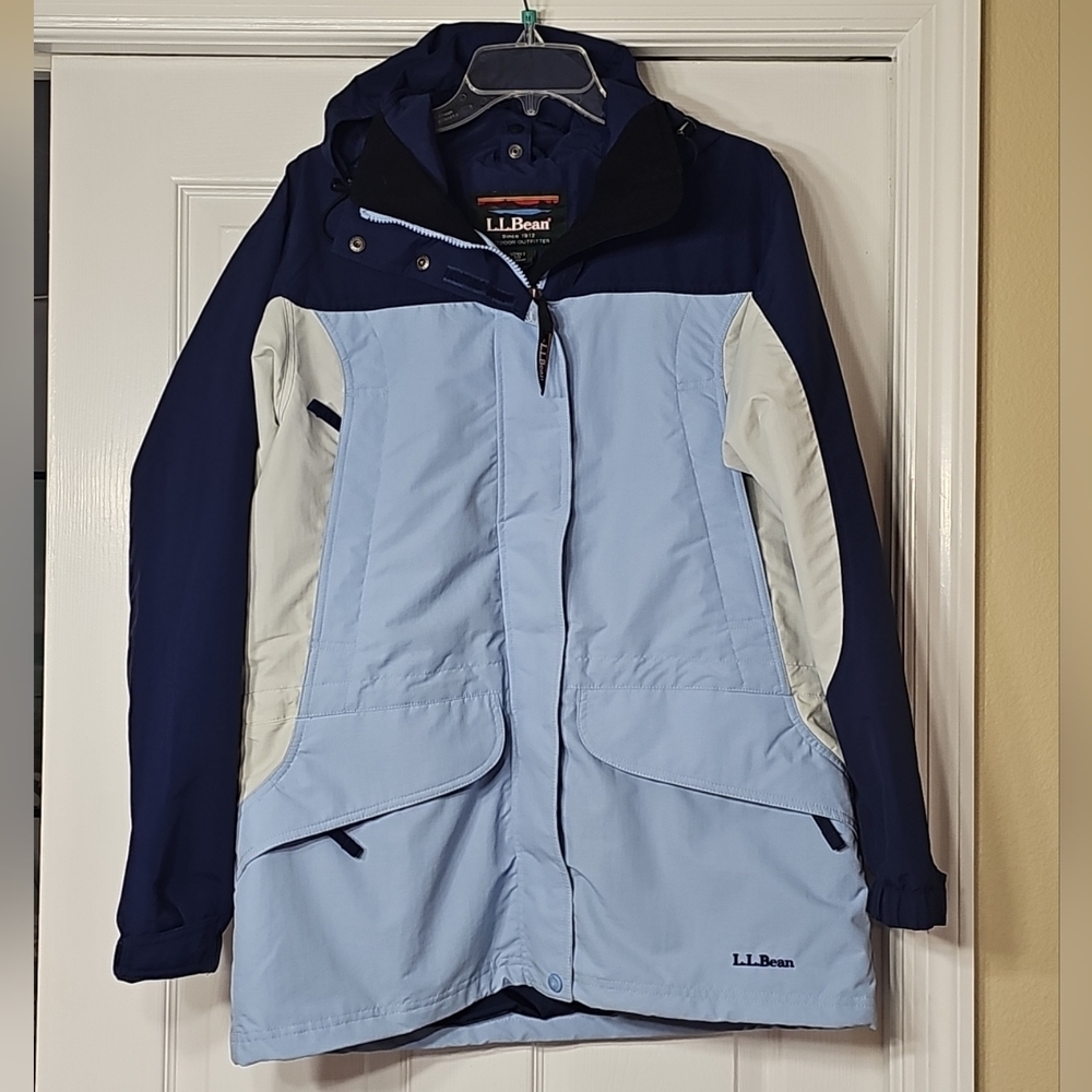 L.L. Bean Women's Blue and White Jacket Parka Spring Coat